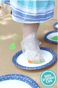 Bubble Wrap Feet Painting - Little Learning Club