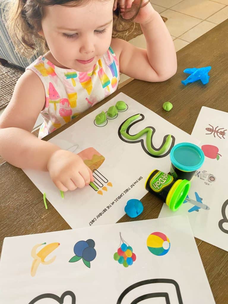 Alphabet and Counting Play Dough Mats for Toddlers - Little Learning Club