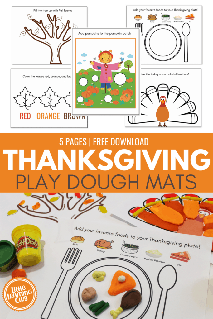 Free Thanksgiving Play Dough Mats - Little Learning Club