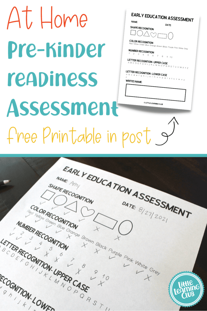 Early Education Assessment- Free Printable